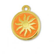 Breloques en métal DQ soleil Doré-orange (sans nickel)
