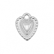 Breloques en acier Inox coeur Argent&eacute;