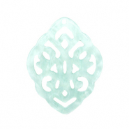 Pendentifs en résine losange baroque Aqua blanchi