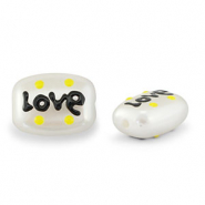 Perles acryliques "love" Perle-noir-jaune