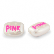 Perles acryliques "pink" Perle-rose-blanc