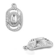 Breloques en m&eacute;tal chapeau de cow-boy Argent&eacute;