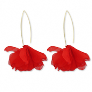 Boucles d'oreilles tendance fleur en mousseline Rouge-dor&eacute;