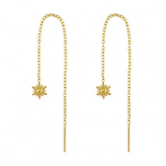 Boucles d'oreilles en acier Inox soleil Dor&eacute;