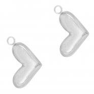 Breloques en acier Inox coeur Argent&eacute;