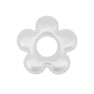 Breloques/connecteur en acier Inox fleur Argent&eacute;