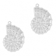 Breloques en acier Inox coquille de mer Argent&eacute;