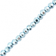 Perles &agrave; facettes 4x3mm disque Bleu clair m&eacute;tallique
