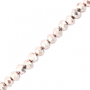 Perles &agrave; facettes 4x3mm disque Rose clair m&eacute;tallique