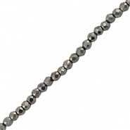 Perles &agrave; facettes 2mm rondes Gunmetal m&eacute;tallique