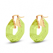 Boucles d'oreilles r&eacute;sine tendance hexagone Dor&eacute;-transparent vert