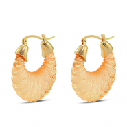 Boucles d'oreilles r&eacute;sine tendance ovale Dor&eacute;-transparent orange