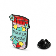 Pins "Take your meds" Rouge-bleu-rose