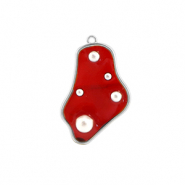 Pendentifs en r&eacute;sine irr&eacute;gulier avec perles Argent&eacute;-rouge-blanc
