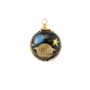 Pendentifs en r&eacute;sine rond galaxie Dor&eacute;-bleu-paillet&eacute;