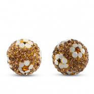 Perles boh&egrave;me rond Taupe brown-blanc