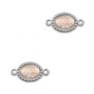 Connecteurs en acier Inox zirconium ovale Argent&eacute;-orange clair