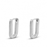 M&eacute;tal TQ laiton boucles d'oreilles / puces d&rsquo;oreilles ovale Argent&eacute;