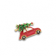 Broches voiture avec sapin de No&euml;l Dor&eacute;-rouge-vert