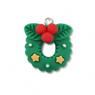 Pendentifs en r&eacute;sine courone de No&euml;l Vert-rouge-jaune