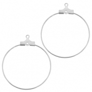 Supports boucles d'oreilles créoles 30mm en métal DQ argenté antique (sans nickel)