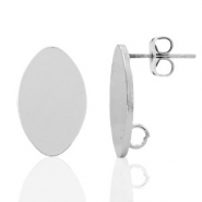 Apprêts en métal DQ puce d'oreille ovale 11x18mm Argenté antique (sans nickel)