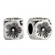 Perles en m&eacute;tal DQ fleur cube 5mm Argent&eacute; antique (sans nickel)