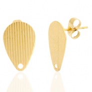 Boucles d'oreilles puces en acier Inox goutte avec anneau Dor&eacute;