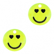Breloques Plexx smiley coeurs Jaune n&eacute;on