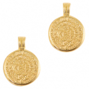 Breloques en m&eacute;tal DQ disque de Festos 16mm Dor&eacute; (sans nickel)