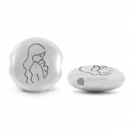 Perles en m&eacute;tal DQ m&egrave;re Argent&eacute; antique (sans nickel)