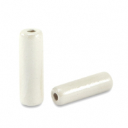 Perles en céramique DQ grecque tube Blanc crème