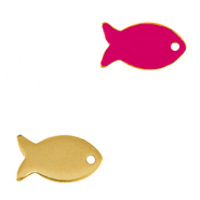 Breloques en m&eacute;tal DQ poisson Dor&eacute;-rose fuchsia n&eacute;on (sans nickel)