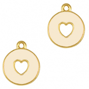 Breloques en m&eacute;tal DQ  coeur Dor&eacute;-blanc ivoire (sans nickel)