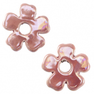 Perles en céramique DQ grecque fleur Rose magenta