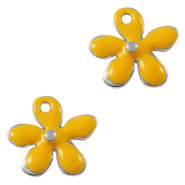 Breloques en m&eacute;tal DQ fleur Argent&eacute; antique-jaune (sans nickel)