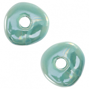 Perles en céramique DQ grecque donut Turquoise