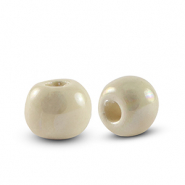 Perles en c&eacute;ramique DQ grecque 6mm Blanc cr&egrave;me