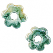 Perles en c&eacute;ramique DQ grecque fleur Vert vague oc&eacute;ane-marron