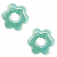 Perles en c&eacute;ramique DQ grecque fleur Turquoise