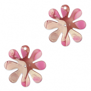 Pendentifs accroche-regard fleur 25mm Magenta marbre