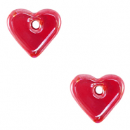 Perles en c&eacute;ramique DQ grecque coeur Rouge feu