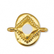 Breloques en m&eacute;tal DQ connecteur ovale Blanc cass&eacute;-Dor&eacute; (sans nickel)