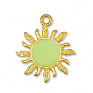 Breloques en métal DQ soleil Jaune citron-Doré (sans nickel)