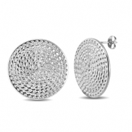 Boucles d'oreilles / puces d&rsquo;oreilles en acier Inox rond Argent&eacute;