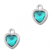 Pendentifs en verre Crystal glass coeur Azul aquamarina-argent&eacute;