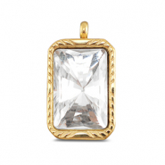 BY31&reg; Breloques en acier Inox rectangle Dor&eacute;