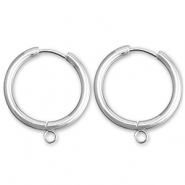Boucles d'oreilles en acier inox cr&eacute;oles avec anneau 23mm Argent&eacute;