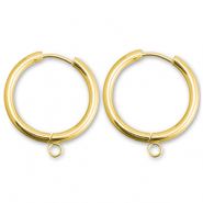Boucles d'oreilles en acier inox cr&eacute;oles avec anneau 19mm  Dor&eacute;
