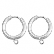 Boucles d'oreilles en acier inox cr&eacute;oles avec anneau 17mm Argent&eacute;
